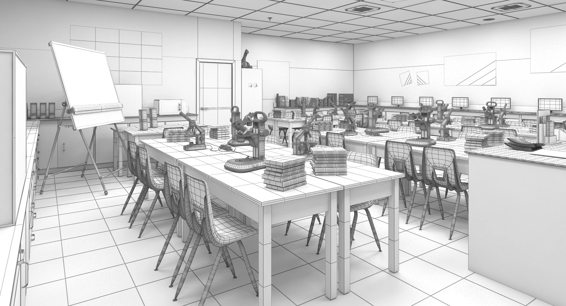 Detail School Science Laboratory Interior Architecture 3D Model_015